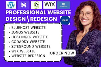design wordpress website on siteground ionos hostinger blueshost godaddy website
