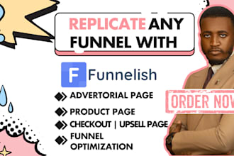 setup clone funnelish advertorial page shopify store product squeeze sales page