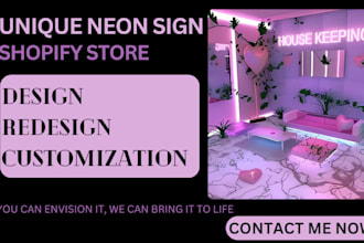 design neon shopify store for event decor home decor and office design