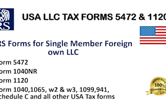 file and prepare US tax form 5472 and 1120 for non resident alien US llc