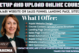 design kajabi website or sales funnel landing page, kajabi online course site123