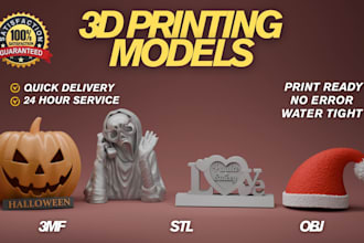 model 3d objects for 3d printing with stl file in 8 hours