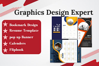 design resume template, pop up banner, calenders, flipbook, canva flyer