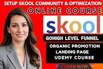 online course promotion setup skool community udemy marketing gohighlevel funnel