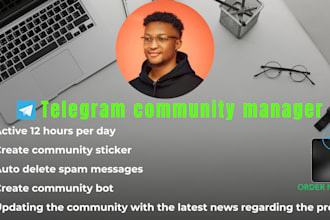 be your crypto telegram community manager with 10 chatter to keep active chat