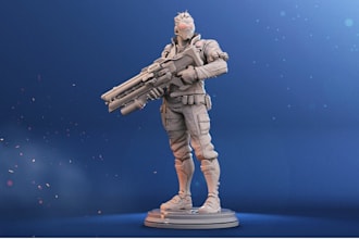 design futuristic 3d action figure,sci fi tabletop wargame miniature,stl zbrush
