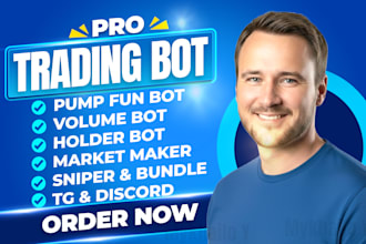 develop crypto ai trading bot, volume holder pump fun bundle bot on solana monad
