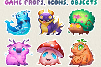 create 2d props, assets, items, icons for your game