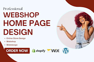 do ecommerce homepage design webshop landing page design wix, shopify homepage