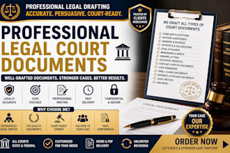 draft legal motions, claims, complaints, appeals, research as your civil lawyer