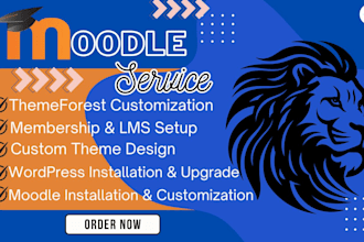 do moodle installation, install wordpress, upgrade, customize, themeforest