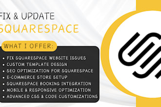 update fix squarespace website design squarespace ecommerce store landing page