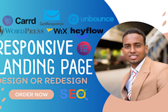 design landing page in getresponse, wordpress, landingi, heyflow, unbounce,carrd