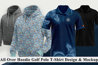 design all over hoodie golf polo t shirt clothing brand logo pattern