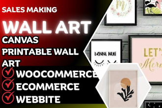 design premium printable wall art shopify store canvas store design wall art
