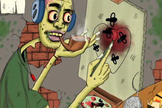 draw a weird cartoon illustration for your unusual ideas