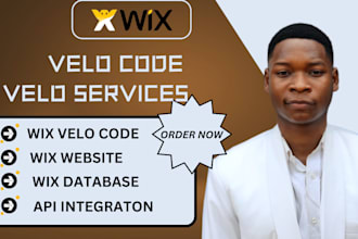 develop wix website using wix velo code, wix code, database velo API integration