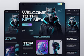 do nft website design, nft marketplace and nft minting landing page UI UX