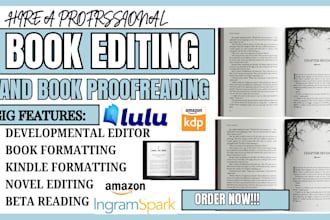 do developmental edit, proofread, kdp book format, fiction novel canva memoir