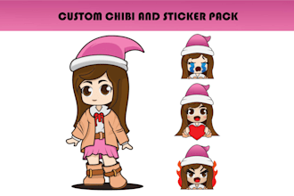 draw custom chibi character illustration for avatar and sticker