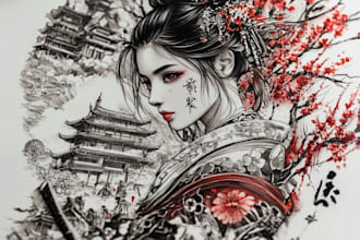 create your custom and professional japanese tattoo design
