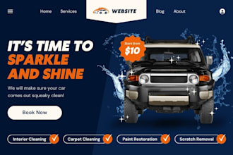 build automobile website, car rental landing page, design car wash website, logo