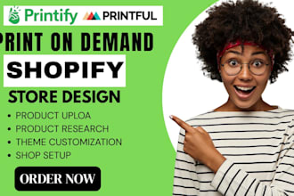 do shopify print on demand store pod printify printful shopify website
