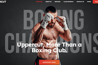 build sleek martial arts school website, gym fitness website, taekwondo website