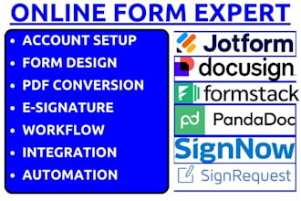 setup eversign signrequest zohosign formstack sign  signnow docusign jotform VA