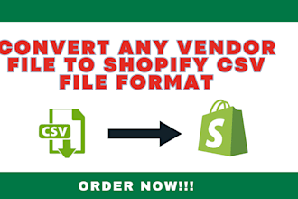 convert any vendor file into shopify csv format or bulk import simple product