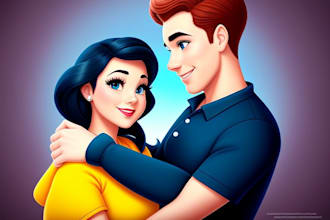 draw cartoon disney couple portrait