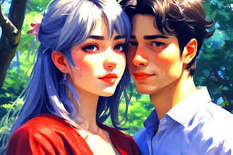 draw you anime couple art portrait for you