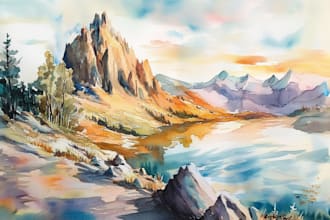 draw a watercolor landscape illustration