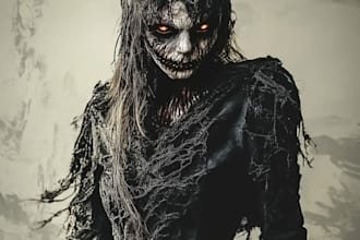 draw fantasy horror art illustration or dark creepy