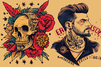 create any design in old school tattoo style