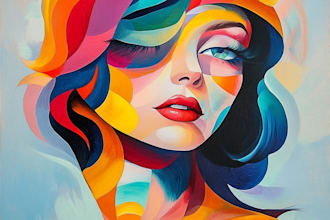 paint expressive colorful abstract portraits