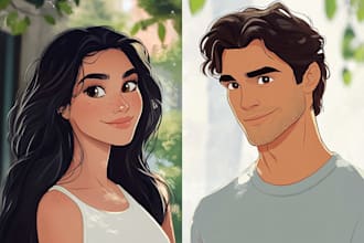 turn your portrait into a disney style cartoon illustration