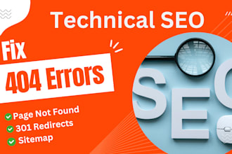 fix 404 error, page not found, broken links, 301 and sitemap