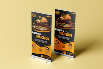 do remarkable standee design  or roll up banner in 24 hours