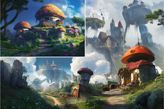 draw environment concept art, fantasy worlds