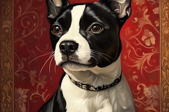 draw custom pet portrait, dog portrait, cat portrait