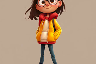 design 3d pixar style cartoon character,