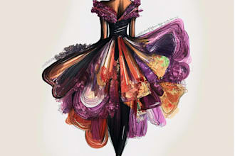 draw a fashion illustration or sketch of a figure in clothes