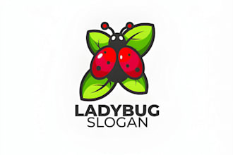 creative ladybug lawn service logo design