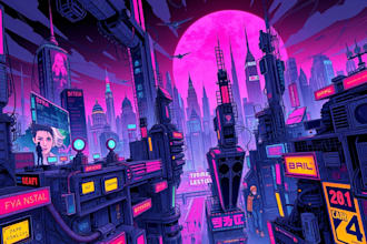 do cyberpunk futuristic city art