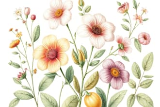 draw botanical illustrations of flowers, plants, fruits
