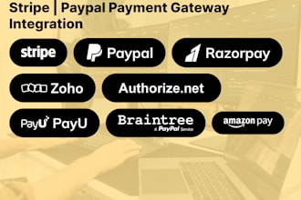 integrate stripe, paypal, razorpay, and other payment gateways