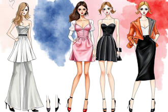 draw fashion collection or fashion illustration
