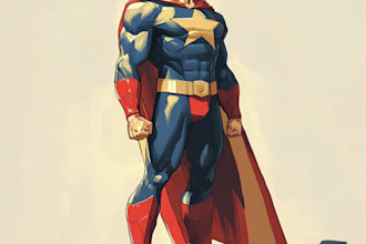 create concept art superhero character design for comics