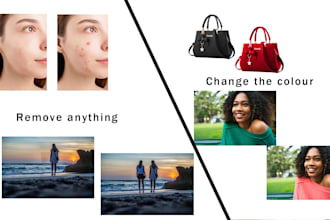 do remove object, text, person change  colour and change the background
